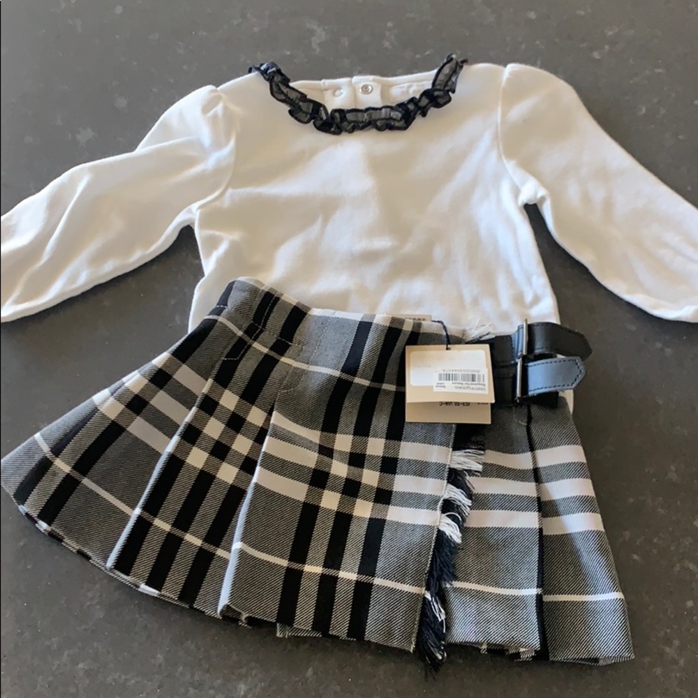 Burberry Black & White Plaid Striped SET